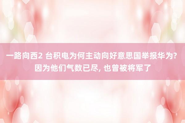 一路向西2 台积电为何主动向好意思国举报华为? 因为他们气数已尽, 也曾被将军了