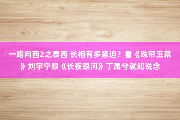 一路向西2之泰西 长相有多紧迫？看《珠帘玉幕》刘宇宁跟《长夜银河》丁禹兮就知说念
