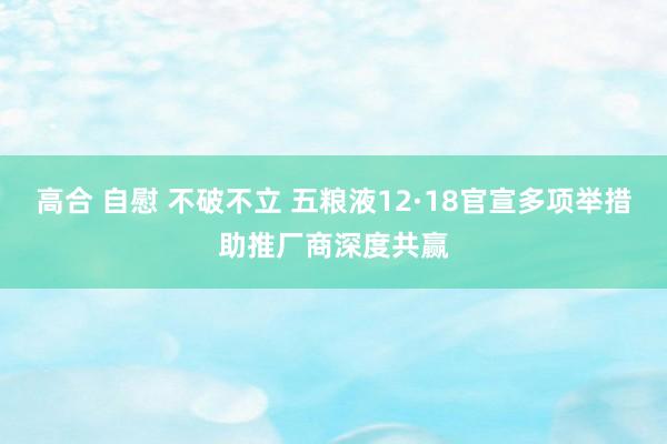 高合 自慰 不破不立 五粮液12·18官宣多项举措助推厂商深度共赢