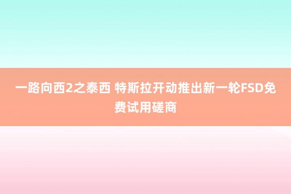 一路向西2之泰西 特斯拉开动推出新一轮FSD免费试用磋商