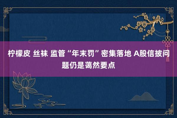 柠檬皮 丝袜 监管“年末罚”密集落地 A股信披问题仍是蔼然要点