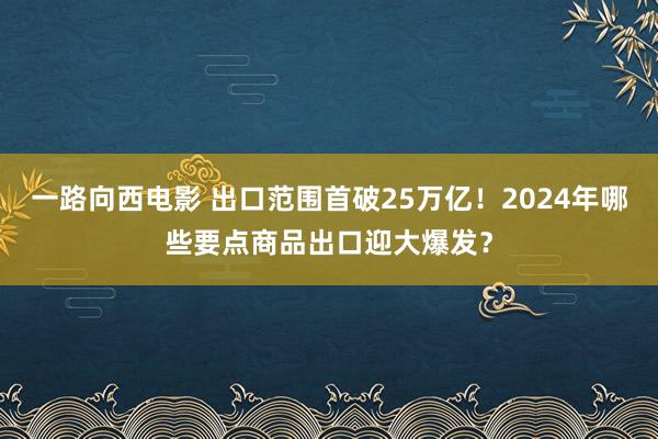 一路向西电影 出口范围首破25万亿！2024年哪些要点商品出口迎大爆发？