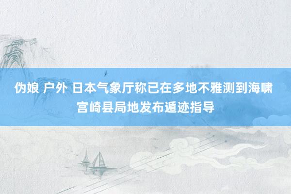 伪娘 户外 日本气象厅称已在多地不雅测到海啸 宫崎县局地发布遁迹指导