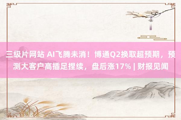 三级片网站 AI飞腾未消！博通Q2换取超预期，预测大客户高插足捏续，盘后涨17% | 财报见闻