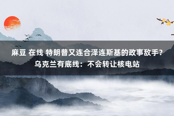 麻豆 在线 特朗普又连合泽连斯基的政事敌手？乌克兰有底线：不会转让核电站