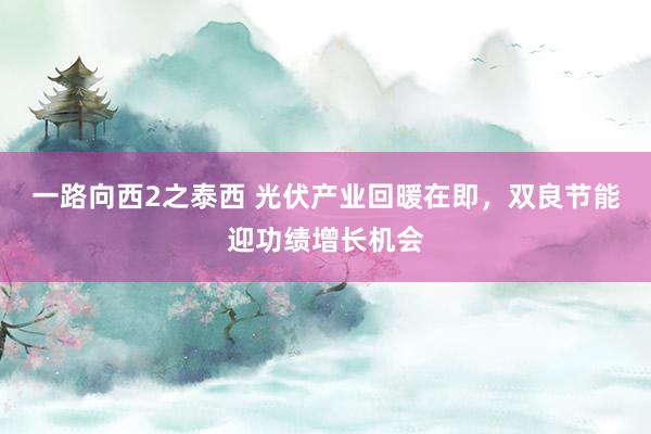 一路向西2之泰西 光伏产业回暖在即，双良节能迎功绩增长机会