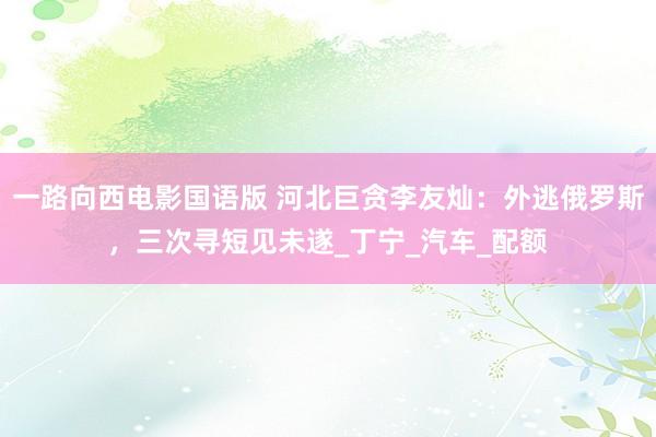 一路向西电影国语版 河北巨贪李友灿：外逃俄罗斯，三次寻短见未遂_丁宁_汽车_配额
