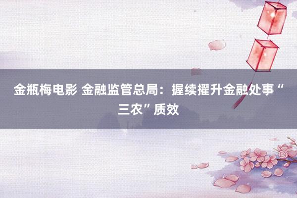 金瓶梅电影 金融监管总局：握续擢升金融处事“三农”质效
