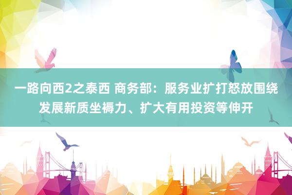 一路向西2之泰西 商务部：服务业扩打怒放围绕发展新质坐褥力、扩大有用投资等伸开