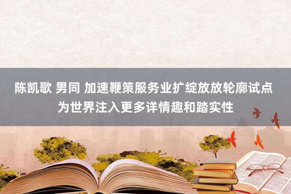 陈凯歌 男同 加速鞭策服务业扩绽放放轮廓试点 为世界注入更多详情趣和踏实性