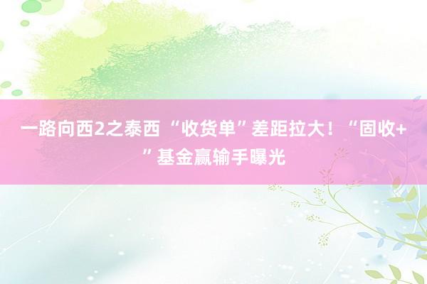 一路向西2之泰西 “收货单”差距拉大！“固收+”基金赢输手曝光