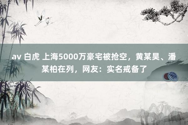 av 白虎 上海5000万豪宅被抢空，黄某昊、潘某柏在列，网友：实名戒备了