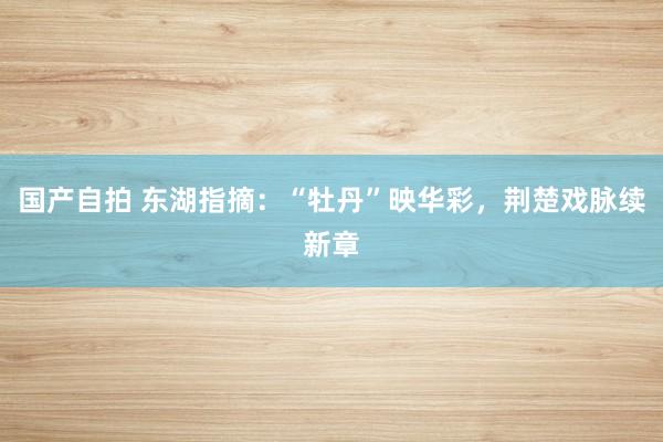 国产自拍 东湖指摘：“牡丹”映华彩，荆楚戏脉续新章